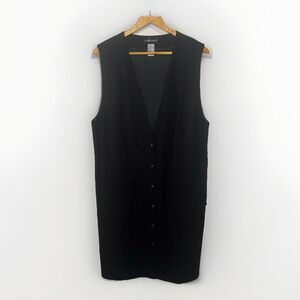 Vintage 90s 100% Wool Button Up Dress Jumper Black Size 14 Tall Sag Harbor NWOT